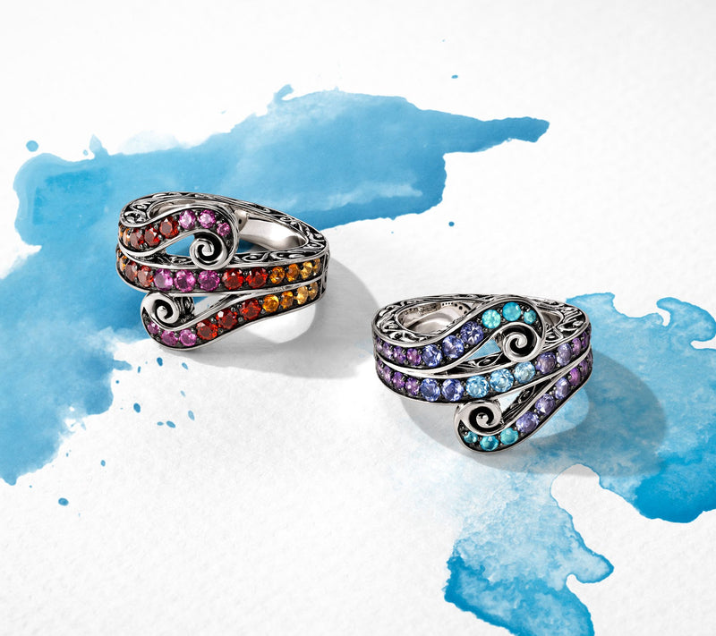 Third Person Sterling Silver Ombre Gemstone Swirl Ring — View 5
