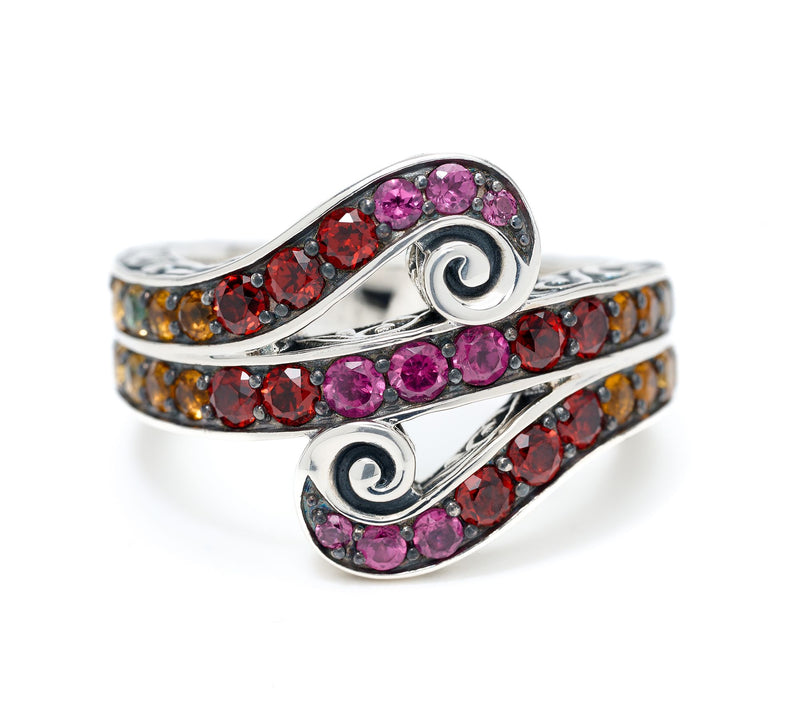 Third Person Sterling Silver Ombre Gemstone Swirl Ring — View 9