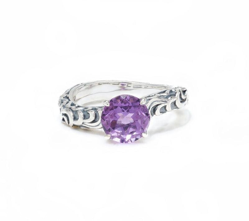 Third Person Sterling Silver Solitaire Gemstone Swirl Ring — View 15