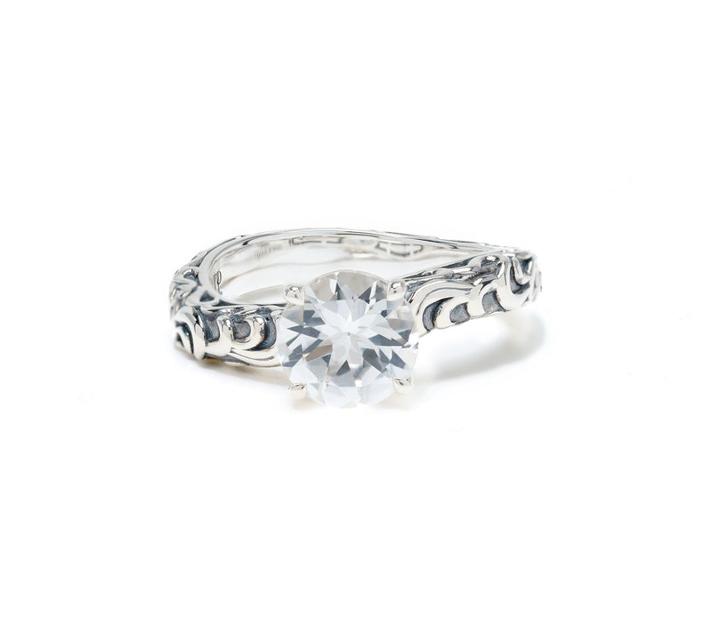 Third Person Sterling Silver Solitaire Gemstone Swirl Ring — View 16
