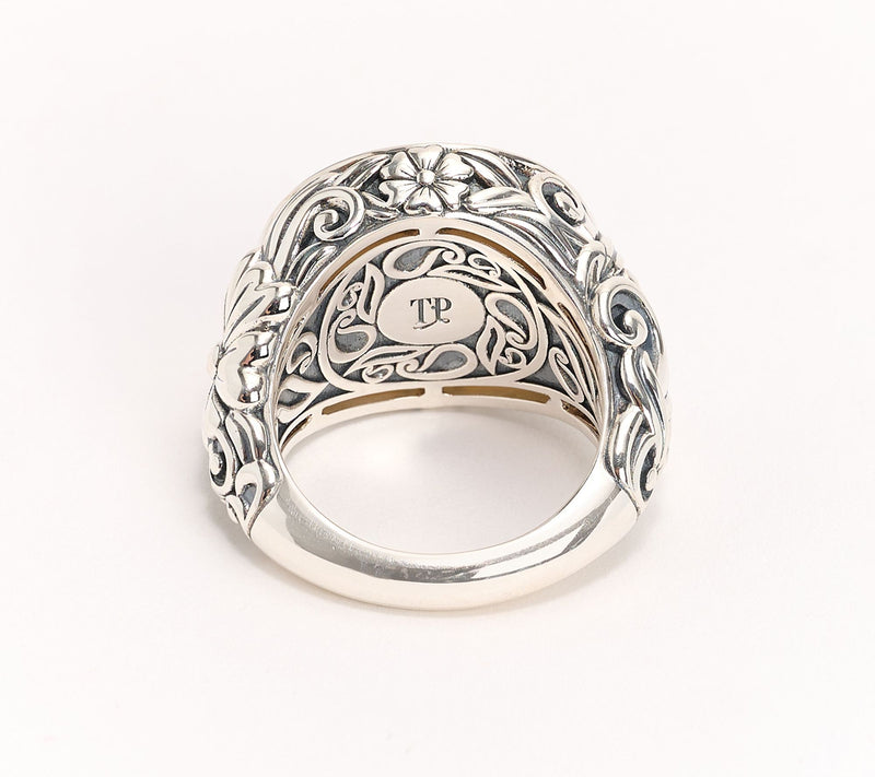 Third Person Sterling Silver Creative Soul Gemstone Peace Sign Ring — View 2