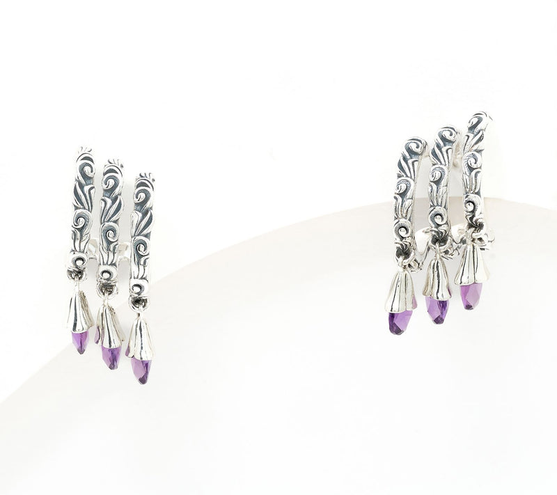 Third Person Sterling Silver Wild Child Briolette Hoop Earrings — View 9