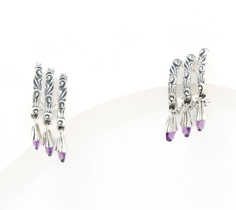 Third Person Sterling Silver Wild Child Briolette Hoop Earrings — Main view