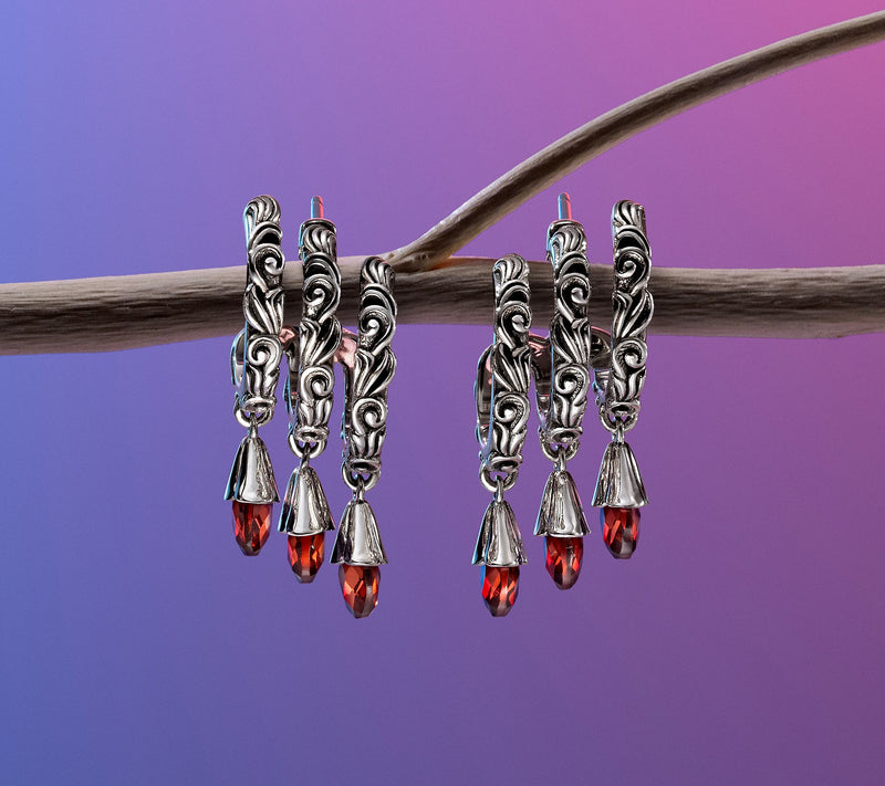 Third Person Sterling Silver Wild Child Briolette Hoop Earrings — View 3