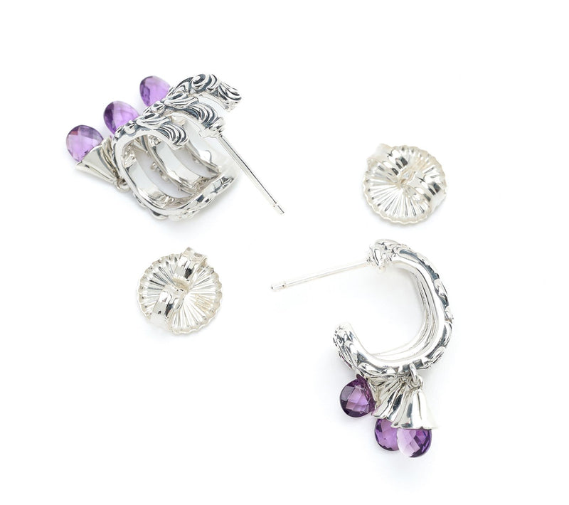 Third Person Sterling Silver Wild Child Briolette Hoop Earrings — View 2