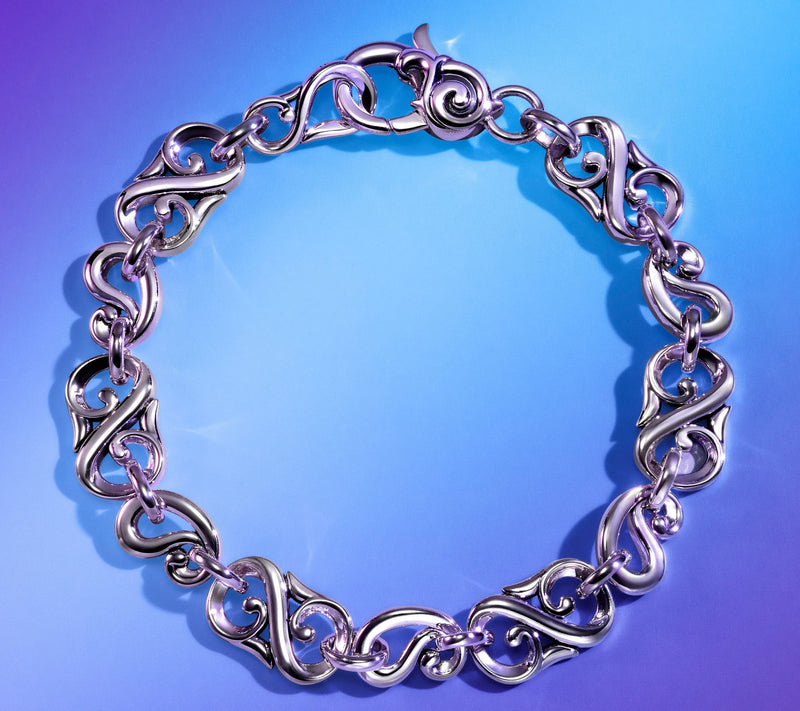 Third Person Sterling Silver Creative Soul Swirl Link Bracelet, 17g — View 3