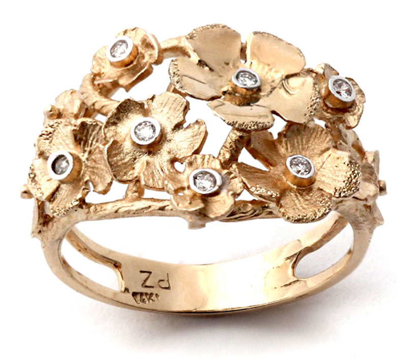 Adi Paz 14K Gold Diamond Accent Flower Ring — View 3