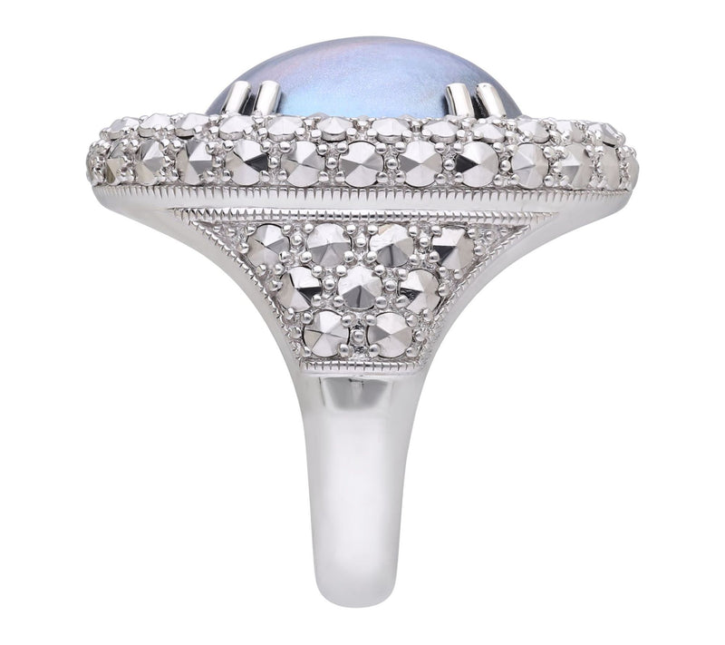 Dallas Prince Sterling Mabe Pearl & Chrome Marcasite Halo Ring — View 3