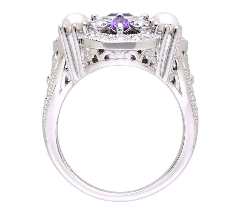 Dallas Prince Sterling Chrome Marcasite & Multi-Gemstone Ring — View 2