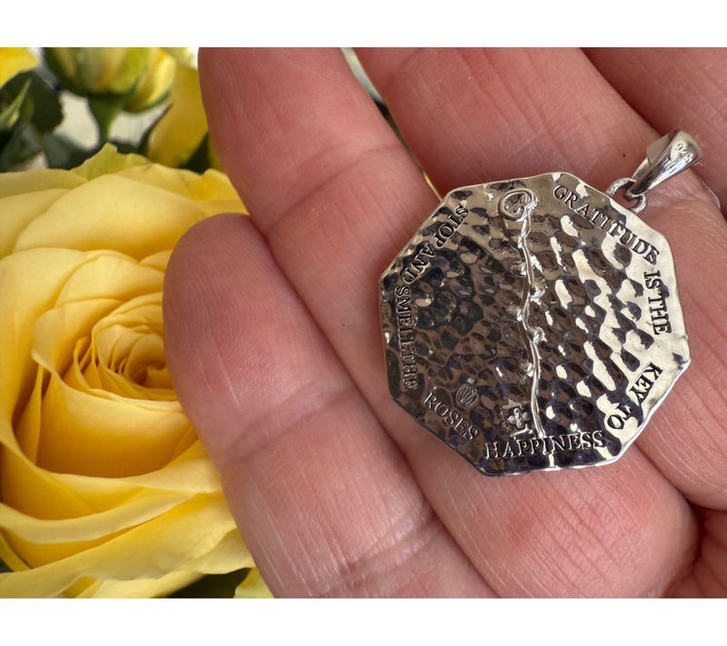 Goddaughters Sterling Topaz Gratitude Rose Medallion Pendant — View 4