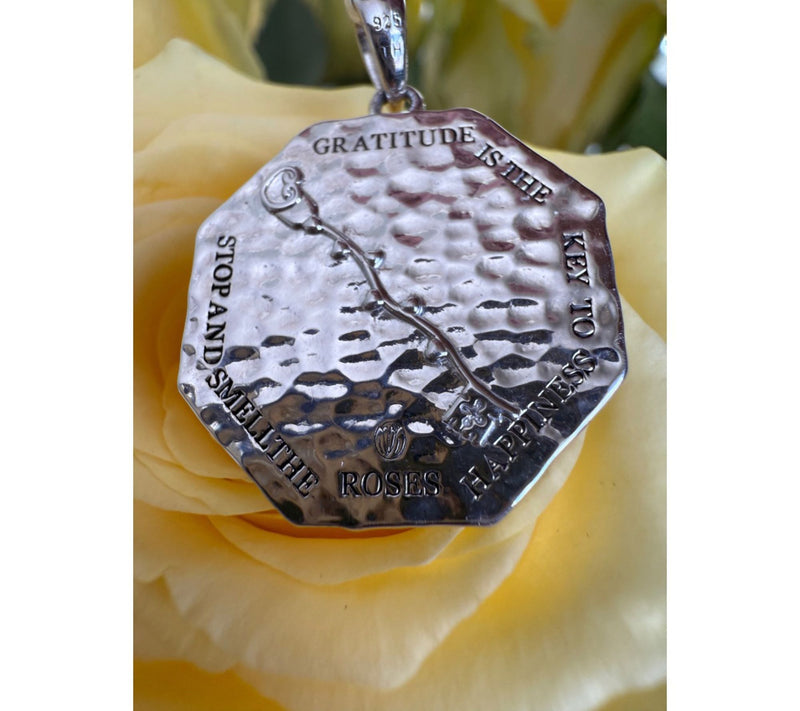 Goddaughters Sterling Topaz Gratitude Rose Medallion Pendant — View 5