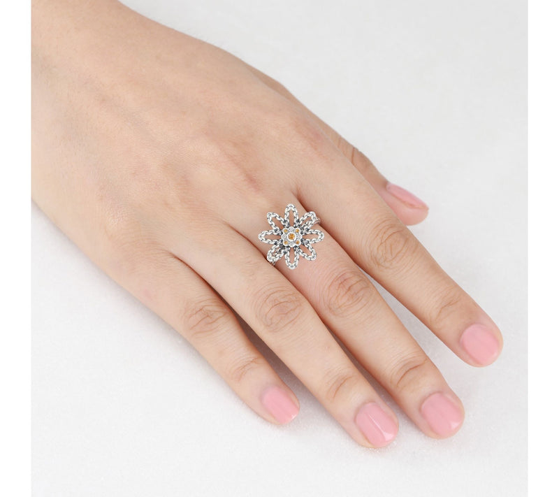 Tiffany Kay Studio Sterling Citrine & Topaz Spring Flower Ring — View 4