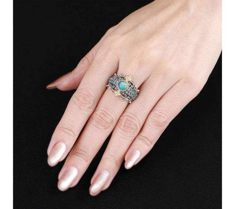 Barbara Bixby Sterling & 18K Gold Opal & TopazRing — View 4