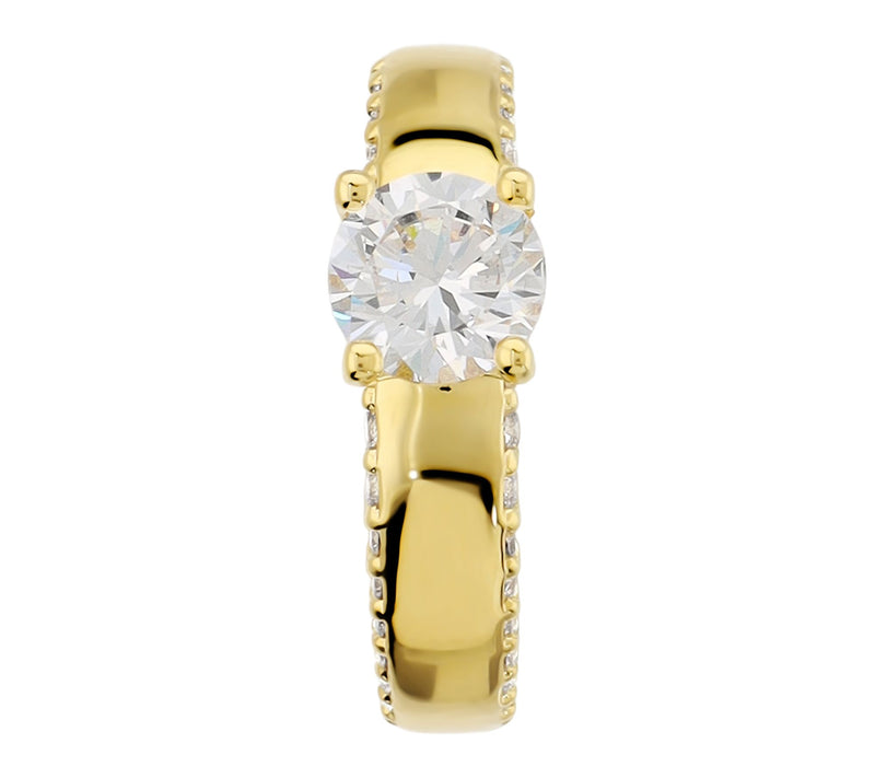 Diamonque x Bronzo Italia Pave Band Solitaire Ring — View 2