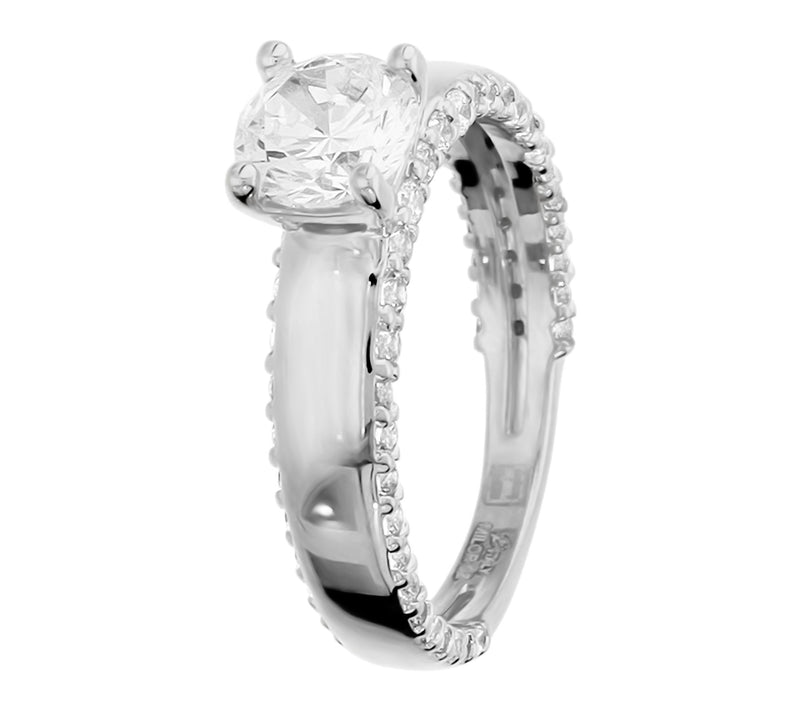 Diamonque x Bronzo Italia Pave Band Solitaire Ring — View 7