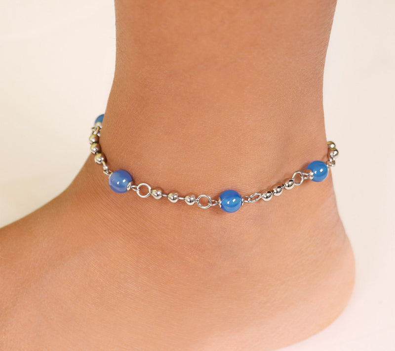Steel By Design Adjustable Gemstone & Bead Ankle Bracelet — View 3
