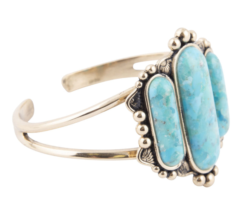 Barse Artisan Crafted Plateau Turquoise GoldenCuff Bracelet — View 2