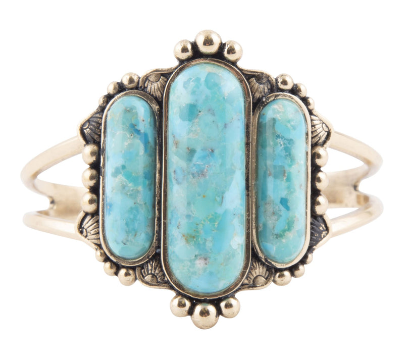Barse Artisan Crafted Plateau Turquoise GoldenCuff Bracelet — Main view