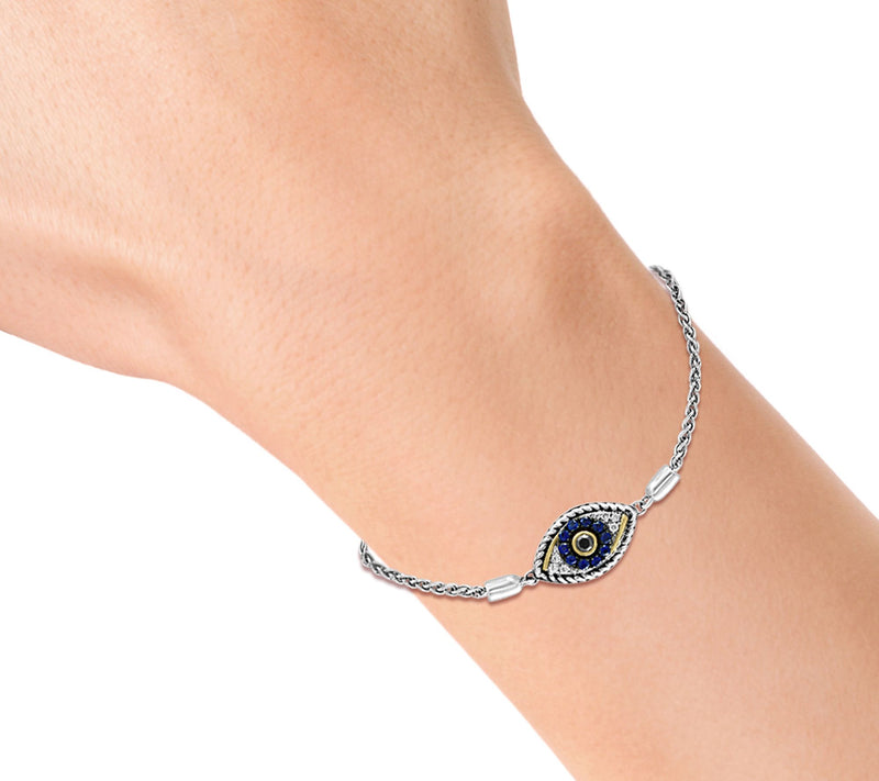 Effy Diamond & Sapphire Evil Eye Bracelet, Sterling & 18K Gold — View 3