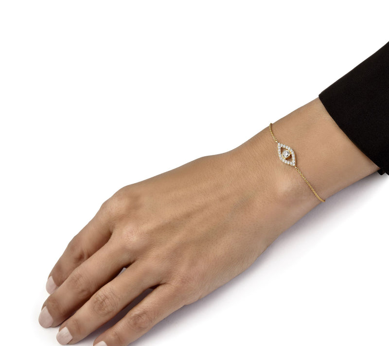 Vida Lab Diamonds 0.55 cttw Evil Eye Bracelet,14K Gold — View 3