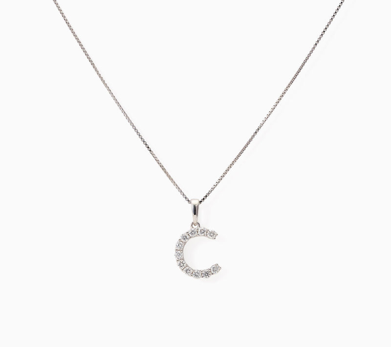 Fire Light Lab Grown Diamond 0.30 cttw Initial Pendant Silver — View 7