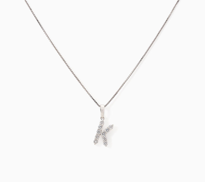Fire Light Lab Grown Diamond 0.30 cttw Initial Pendant Silver — View 23