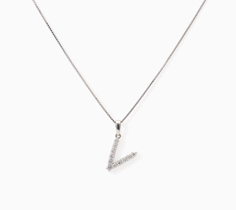 Fire Light Lab Grown Diamond 0.30 cttw Initial Pendant Silver — View 45