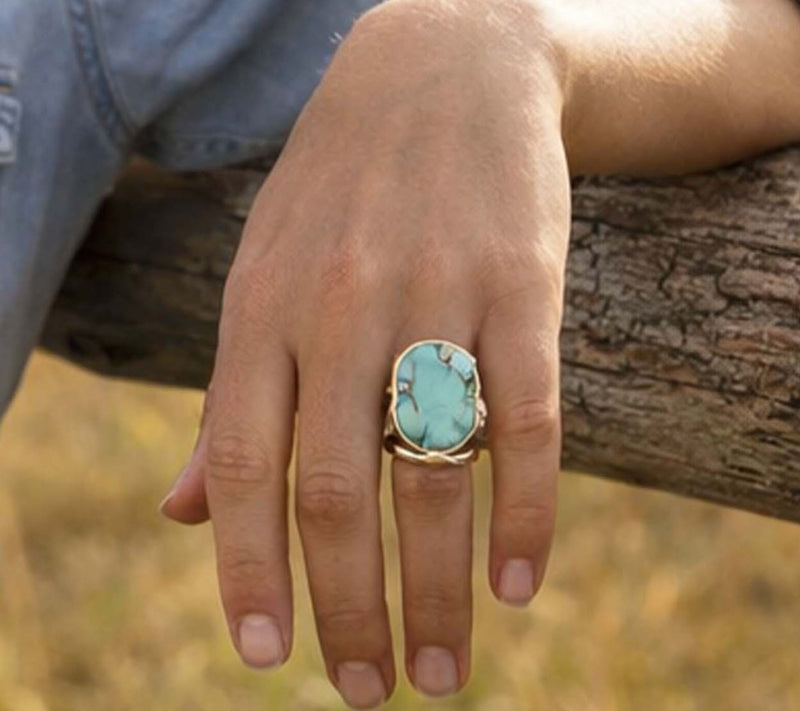 Barse Artisan Crafted Bronze Dolce Turquoise Matrix Ring — View 4