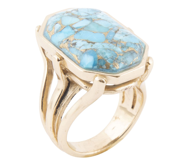 Barse Artisan Crafted Bronze Dolce Turquoise Matrix Ring — View 2