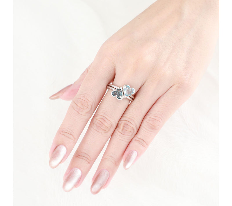 Margo Manhattan Sterling Blue Topaz Sacred Heart Ring Set — View 6