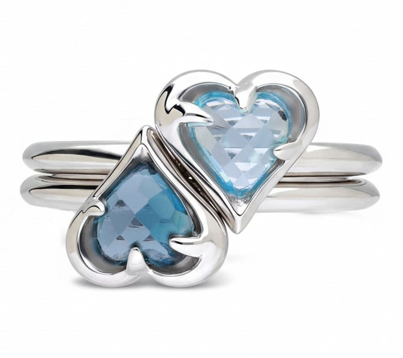 Margo Manhattan Sterling Blue Topaz Sacred Heart Ring Set — Main view