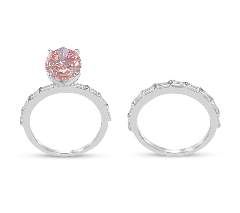 Fire Light 3.50 cttw Pink Lab Grown Diamond Ring Set, 14K Gold — View 3