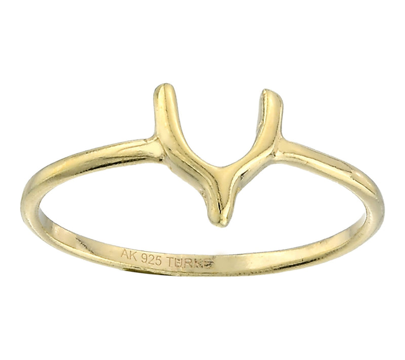 Silver Style Wishbone Design Band Ring, Sterling Silver — View 2