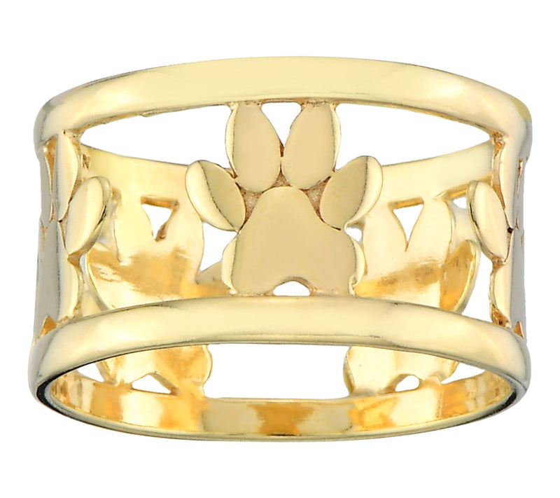 Silver Style Paw Print Design Band Ring, Sterling — View 6