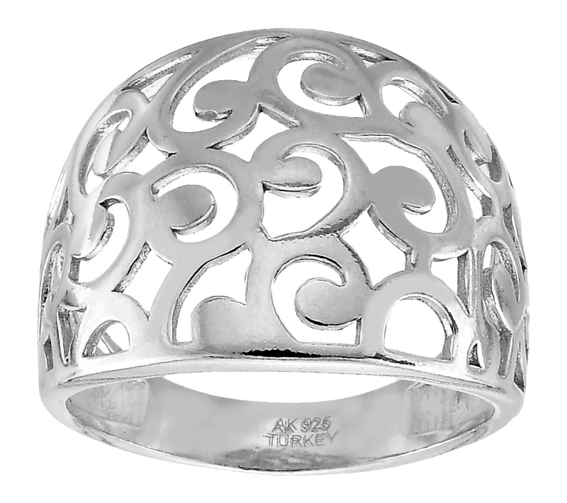 Silver Style Scroll Design Graduated Ring, Sterling — View 5