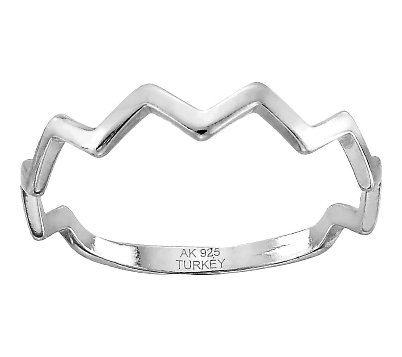 Silver Style Zig Zag Design Band Ring, Sterling — Main view