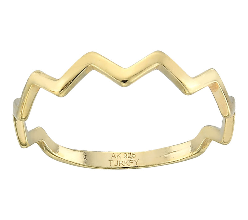 Silver Style Zig Zag Design Band Ring, Sterling — View 2