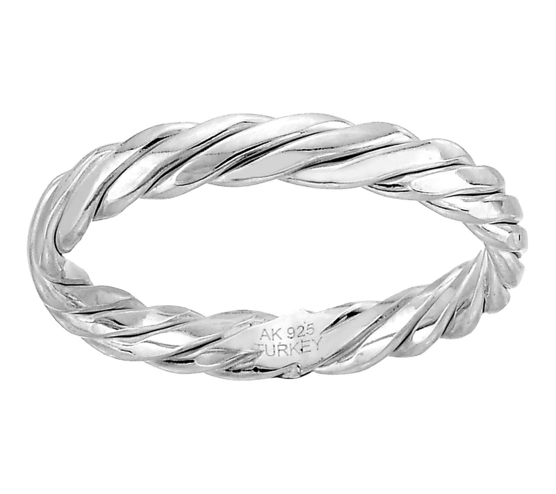 Silver Style Solid Twisted Rope Ring, Sterling — View 5
