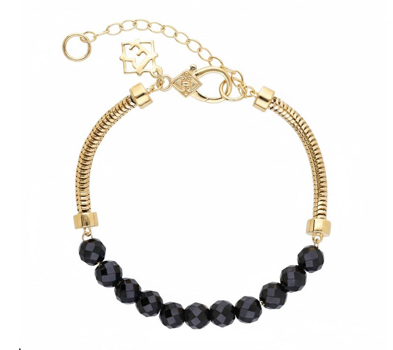 Elyse Ryan 14K Gold Clad Onyx Bead Snake ChainBracelet — Main view