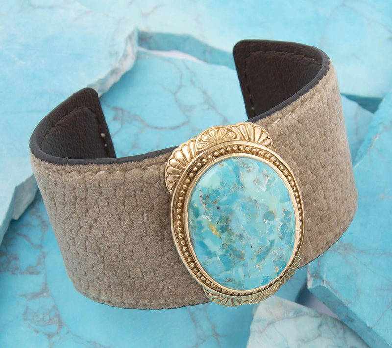 Barse Artisan Crafted Turquoise Velvet Cuff Bracelet — View 3