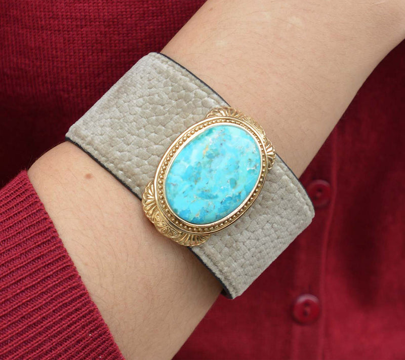 Barse Artisan Crafted Turquoise Velvet Cuff Bracelet — View 4
