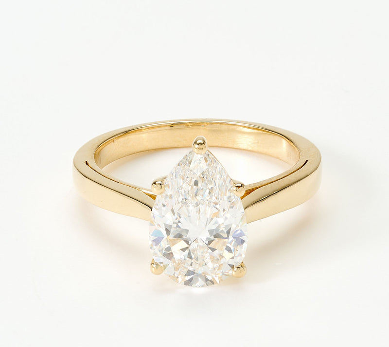 Fire Light Lab Grown Diamond Pear 3 cttw Ring, 14k Gold — View 10