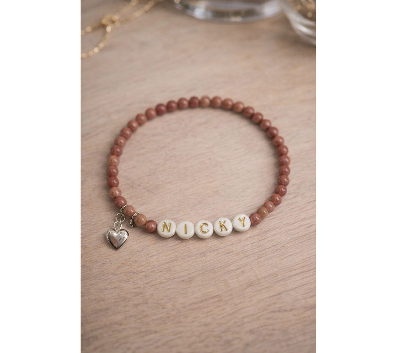 Alkeme Sterling Silver Rhodonite Personalized Name Bracelet — View 3