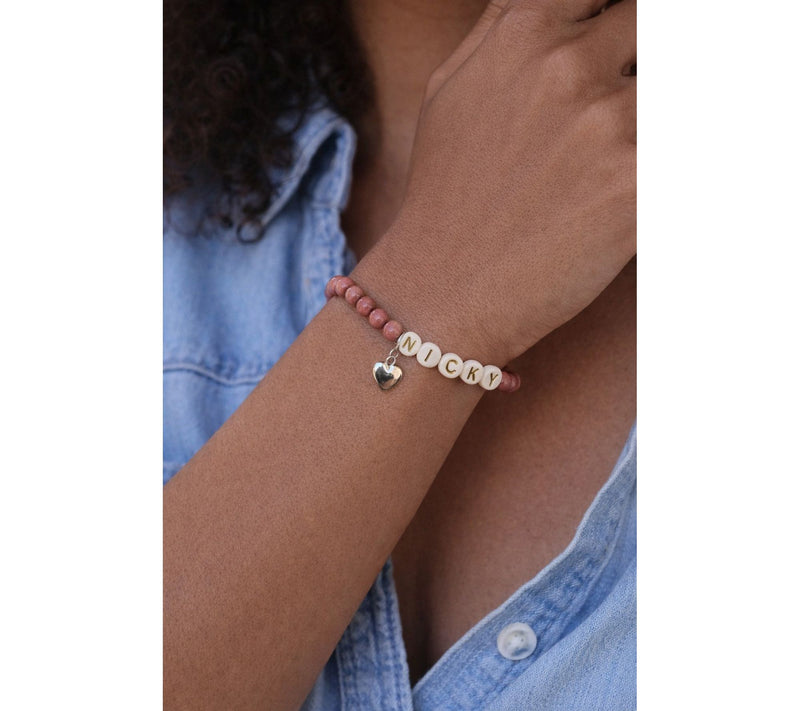 Alkeme Sterling Silver Rhodonite Personalized Name Bracelet — View 2