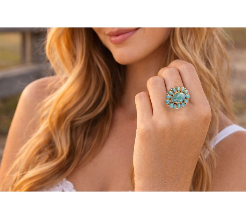 Barse Artisan Crafted Durango Turquoise Statement Ring — View 4