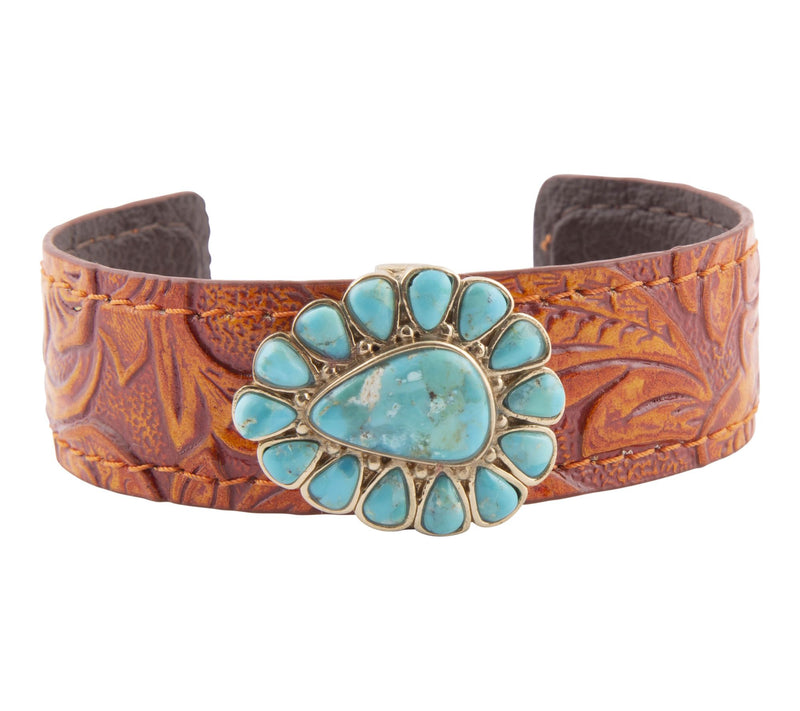 Barse Artisan Crafted Turquoise Leather Cuff Bracelet — View 6