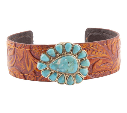 Barse Artisan Crafted Turquoise Leather Cuff Bracelet