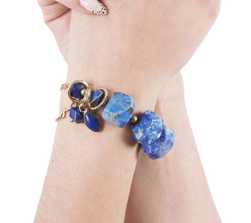 Barse Artisan Crafted Azul Blue Lapis Chunky Link Bracelet — View 4