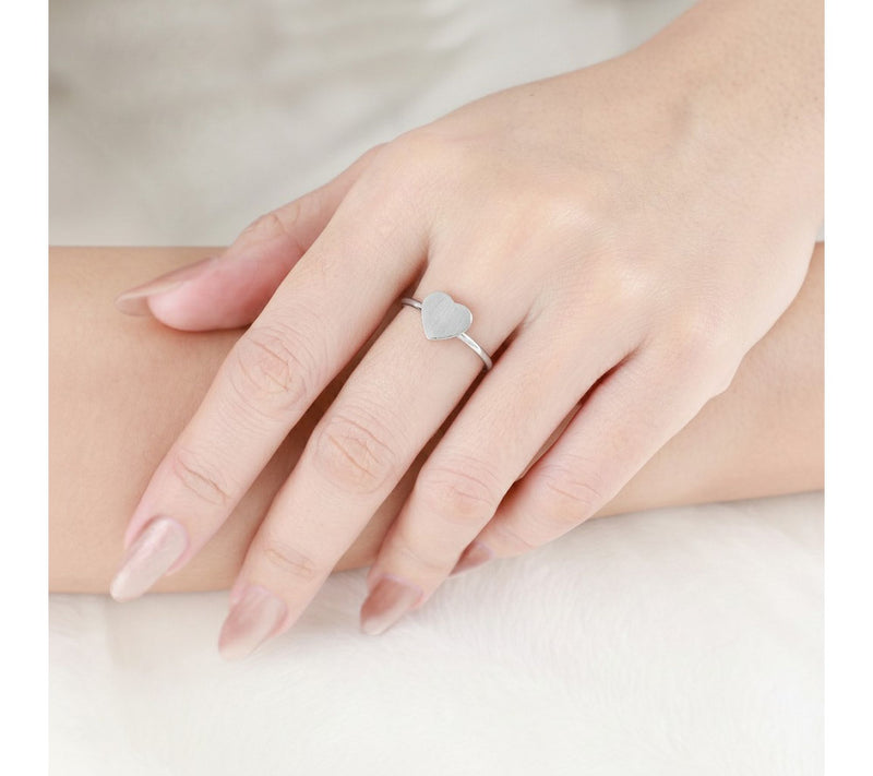 Elyse Ryan Sterling Silver Brushed Heart Ring — View 4