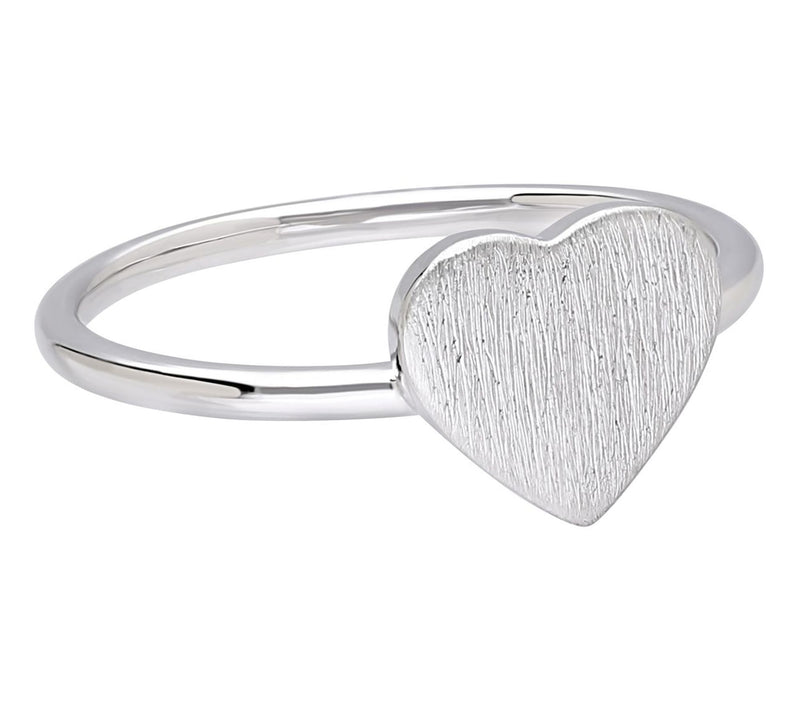 Elyse Ryan Sterling Silver Brushed Heart Ring — Main view
